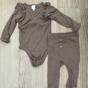 Grayson Collective Brown Pointelle Matching Set 12 months